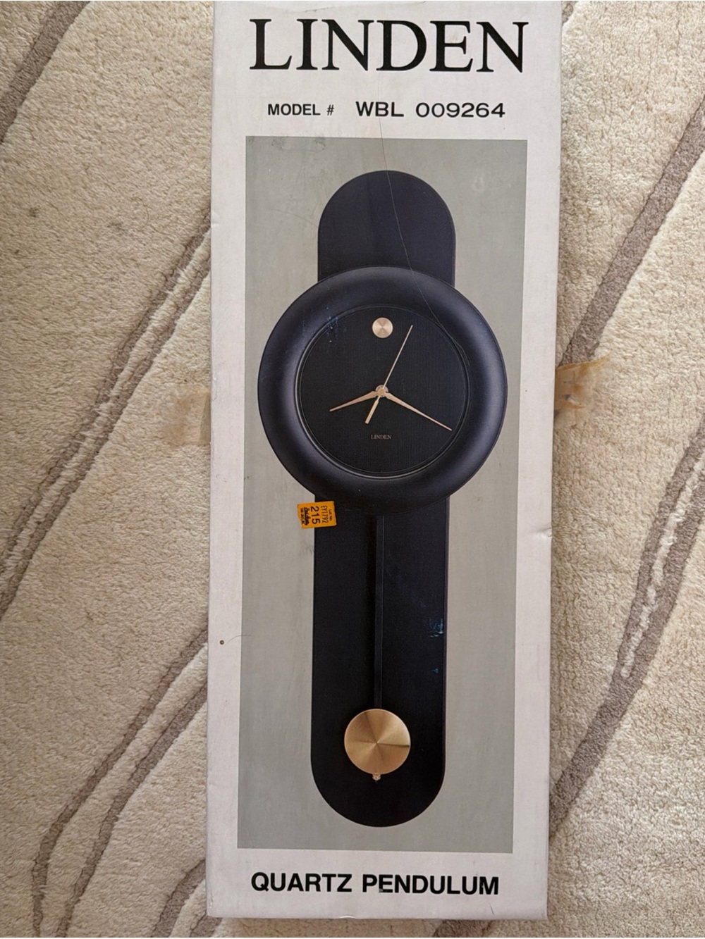 Rare Linden Post Modern 80’s Memphis Style Pendulum Quartz Wall Clock 26”Hx10”W